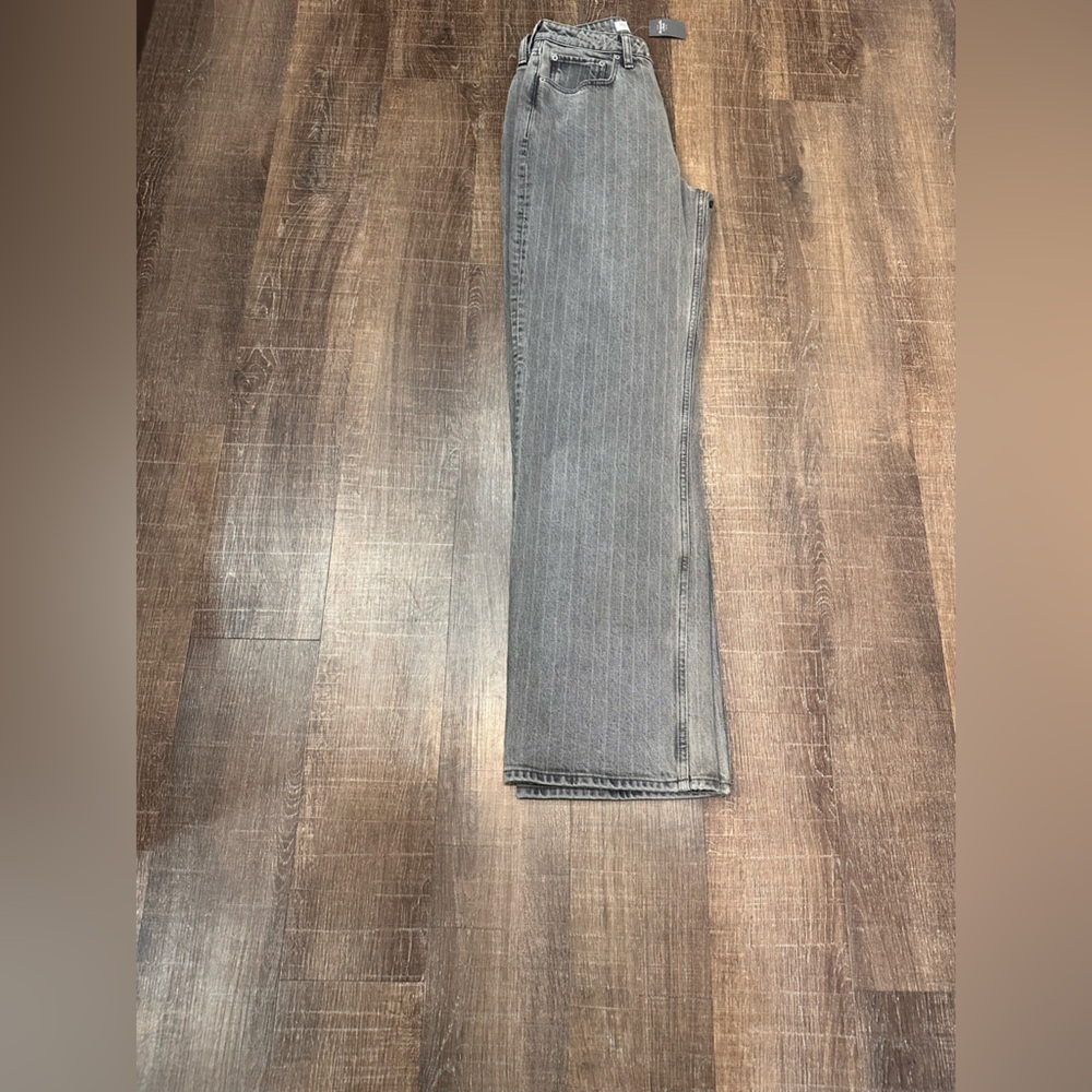 Abercrombie & Fitch 90s Relaxed Striped Jean High Rise Curve Love Size 4L - Picture 5 of 7